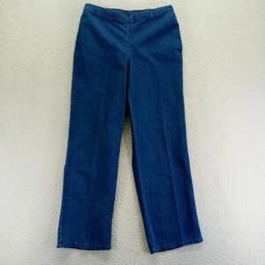 Alfred Dunner Petite Denim Look Elastic Waist Pants Women's Size 6P Blue